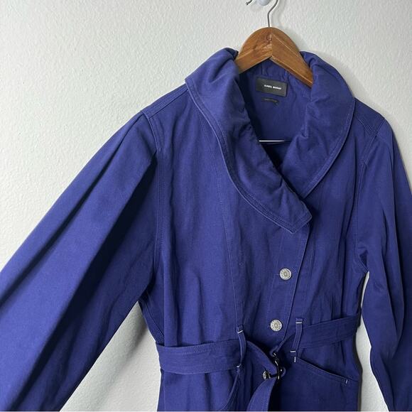 Isabel Marant Blue Dipazo Belted Denim Jacket Womens Size 34 / US XS / 2 - Picture 7 of 12